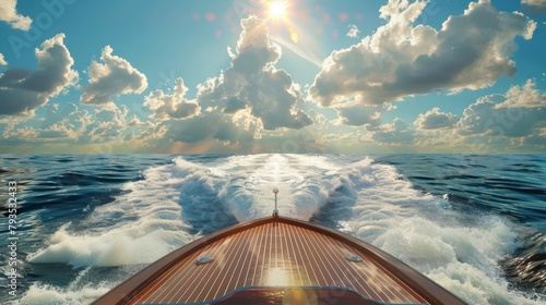 Experience the thrill of summer travel up close with a realistic depiction of boating adventures, where the sun-kissed waves invite excitement and relaxation alike. photo