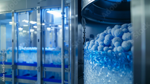 : A cryogenic storage tank filled with frozen biological samples, photo