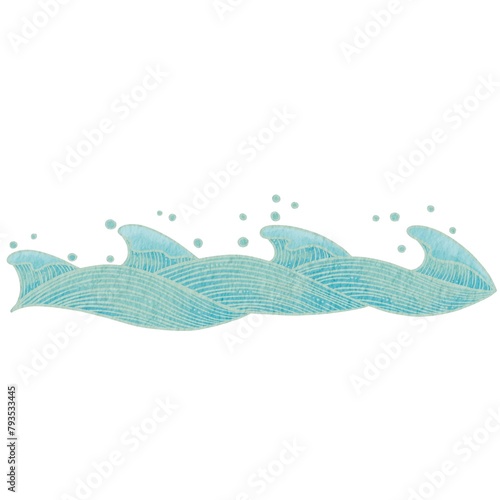 Abstract ocean wave oriental art drawing illustration for decoration on nautical , coastal living and aquatic concept.