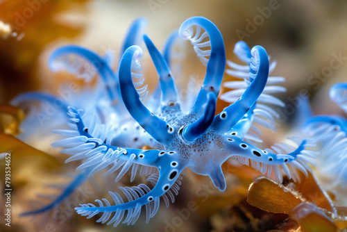 Blue Dragon, Glaucus atlanticus, a group of creatures known as nudibranchs or sea slugs photo