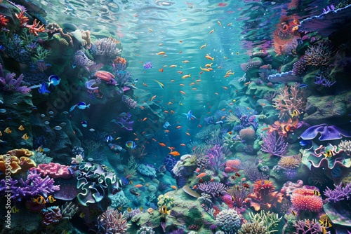 The coral reefs are full of colorful fish and marine life. #793535080