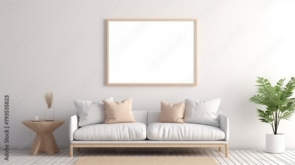 mockup poster frame in simple modern interior style