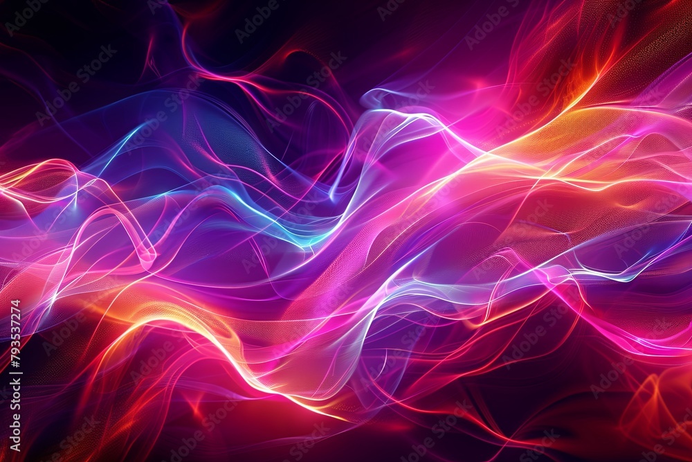 Abstract futuristic backdrop with glowing waves and neon lines  concept of energy, technology 