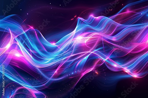 Abstract futuristic backdrop with glowing waves and neon lines concept of energy, technology 