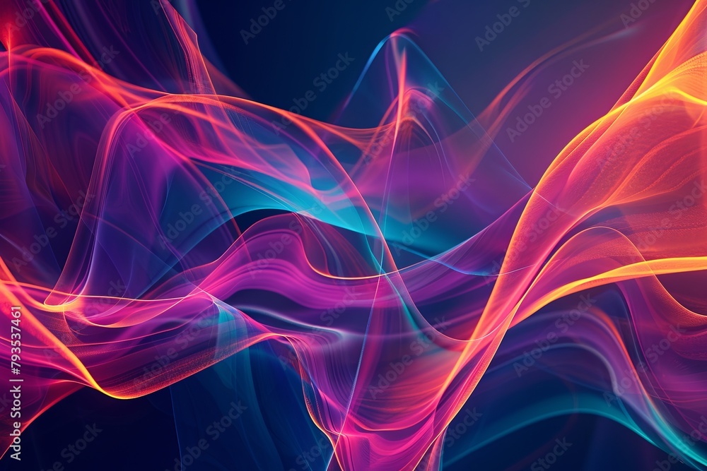 Abstract futuristic backdrop with glowing waves and neon lines  concept of energy, technology 