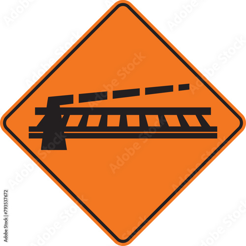 cruce ferroviario a nivel con barreras, señal color naranja, pictograma, preventivo, icono, vector, naranja, rombo naranja, símbolo, silueta, ilustración, rombo, señales, imagen, indicar, norma