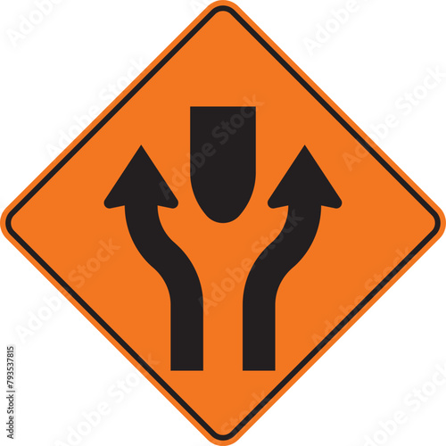 inicio de separador un sentido, señal color naranja, pictograma, preventivo, icono, vector, naranja, rombo naranja, símbolo, silueta, ilustración, rombo, señales, imagen, indicar, norma, normatividad,