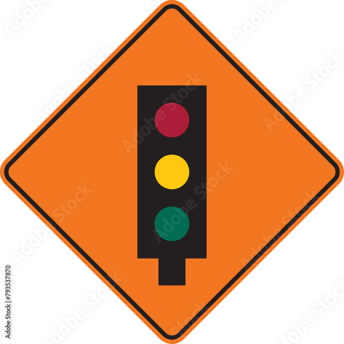 proximidad de semáforo, señal de prevención, señal color naranja, pictograma, preventivo, icono, vector, naranja, rombo naranja, símbolo, silueta, ilustración, rombo, señales, imagen, indicar, norma, 