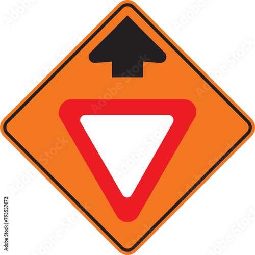 proximidad de señal ceda el paso, señal de prevención, señal color naranja, pictograma, preventivo, icono, vector, naranja, rombo naranja, símbolo, silueta, ilustración, rombo, señales, imagen