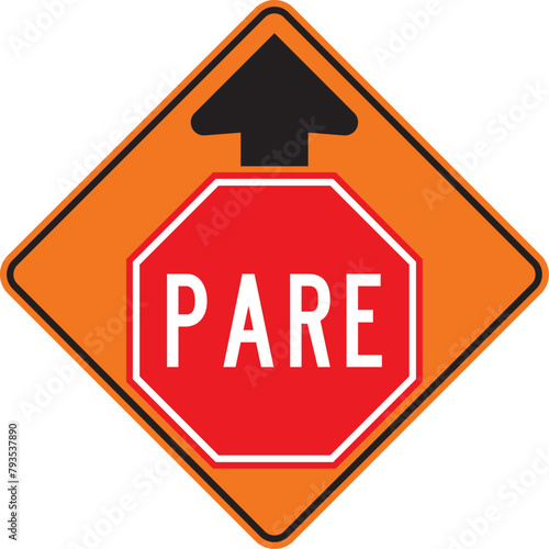 proximidad de señal pare, icono, vector, señal de prevención, símbolo, señal color naranja, silueta, ilustración, pictograma, rombo, preventivo, naranja, señales, imagen, indicar, norma, normatividad,