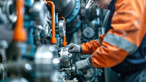 Detailed close-up of an engineer inspecting and servicing various types of machinery, emphasizing their crucial role in ensuring safety and efficiency.
