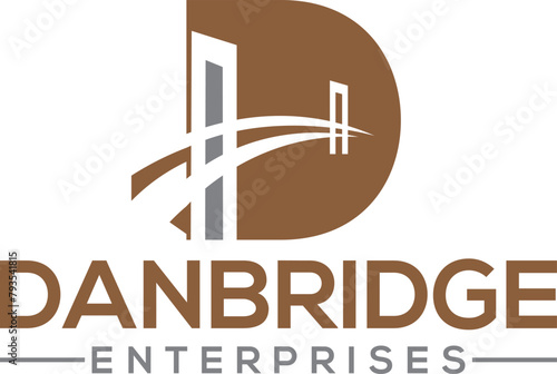 Modern bridge blended with letter D vector logo for company logo