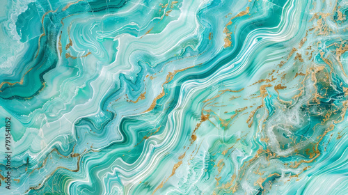 Vibrant turquoise marble texture with waves of aqua and green, reminiscent of tropical waters