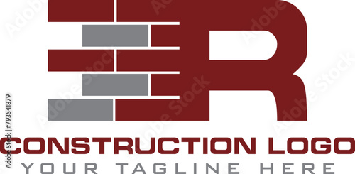 R Construction vector logo for download your company, R letter Logo, brick wall logo design.