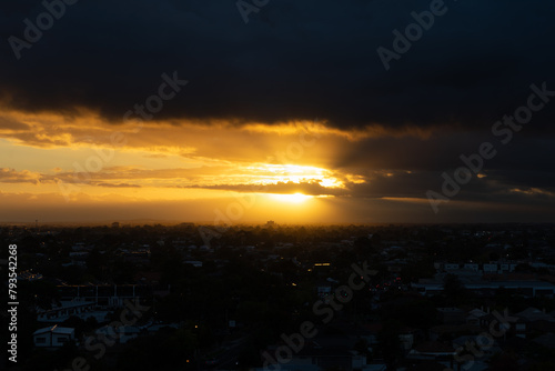 sunset in the footscray suburb of melbourne  golden sunset