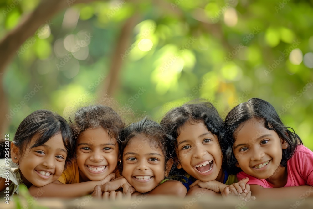 Group of happy asian children smiling in the park. Selective focus. Group of happy asian children smiling in the park. Selective focus.