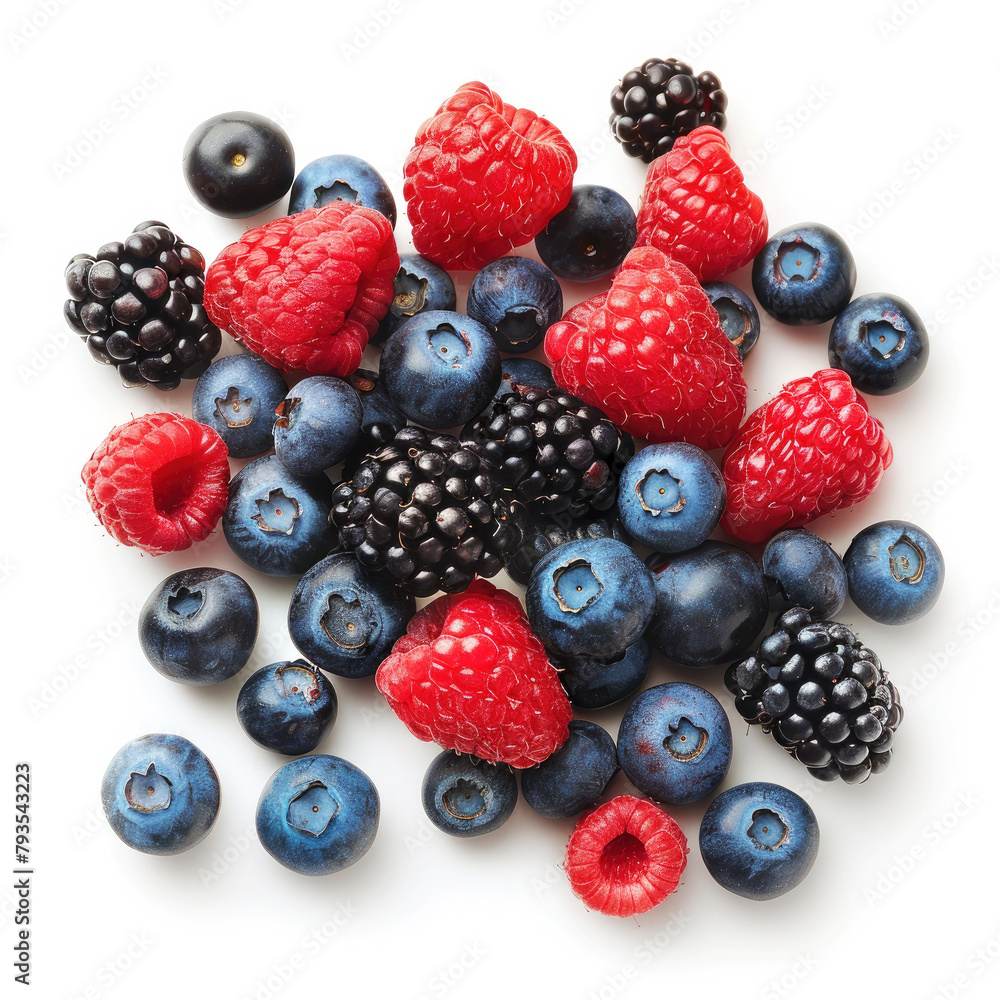 Mix berries with leaf onisolate white background Mix berries with leaf onisolate white background