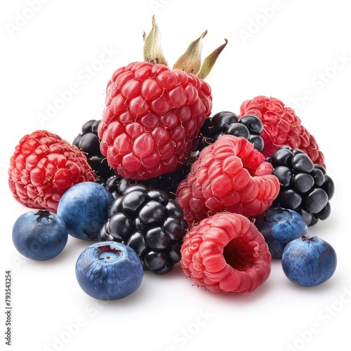 Mix berries with leaf onisolate white background