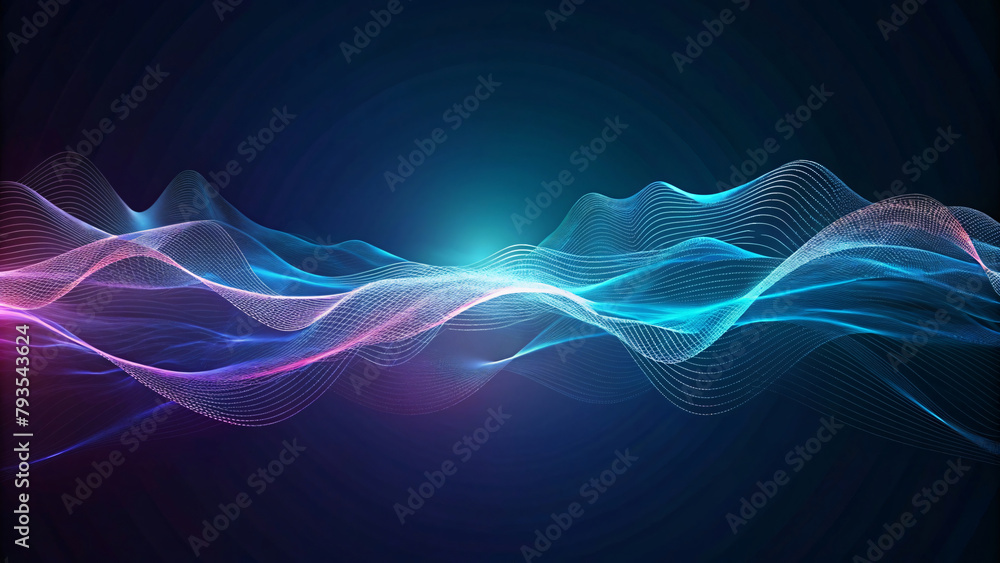 Abstract blue wave illustration with flowing lines, capturing the energy of fractal dimensions Abstract blue wave illustration with flowing lines, capturing the energy of fractal dimensions