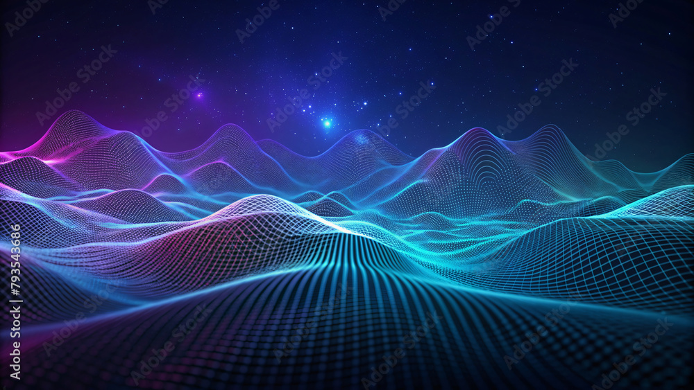 Abstract blue wave illustration with flowing lines, capturing the energy of fractal dimensions Abstract blue wave illustration with flowing lines, capturing the energy of fractal dimensions