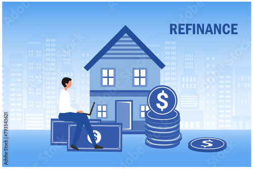 Mortgage refinance and home loan concept vector illustration