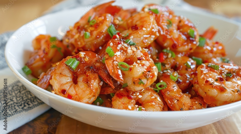 Crispy fried shrimp tossed in a sweet and spicy sauce Crispy fried shrimp tossed in a sweet and spicy sauce