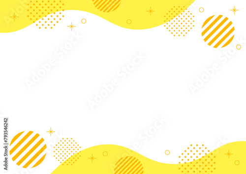 抽象的　幾何学　フレーム　キラキラと水玉　ウェーブ　黄色