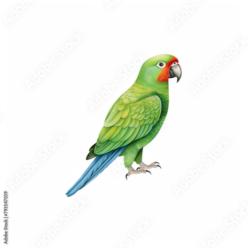 Watercolor of parrot, green parrot