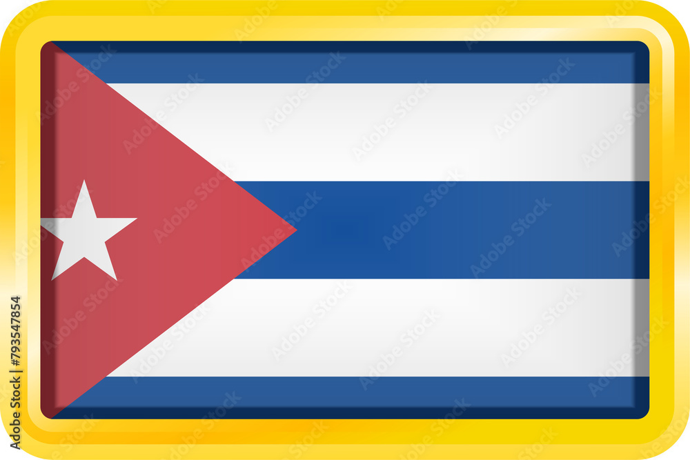 KUBA FLAG RECTANGULAR WITH GOLD FRAME KUBA FLAG RECTANGULAR WITH GOLD FRAME