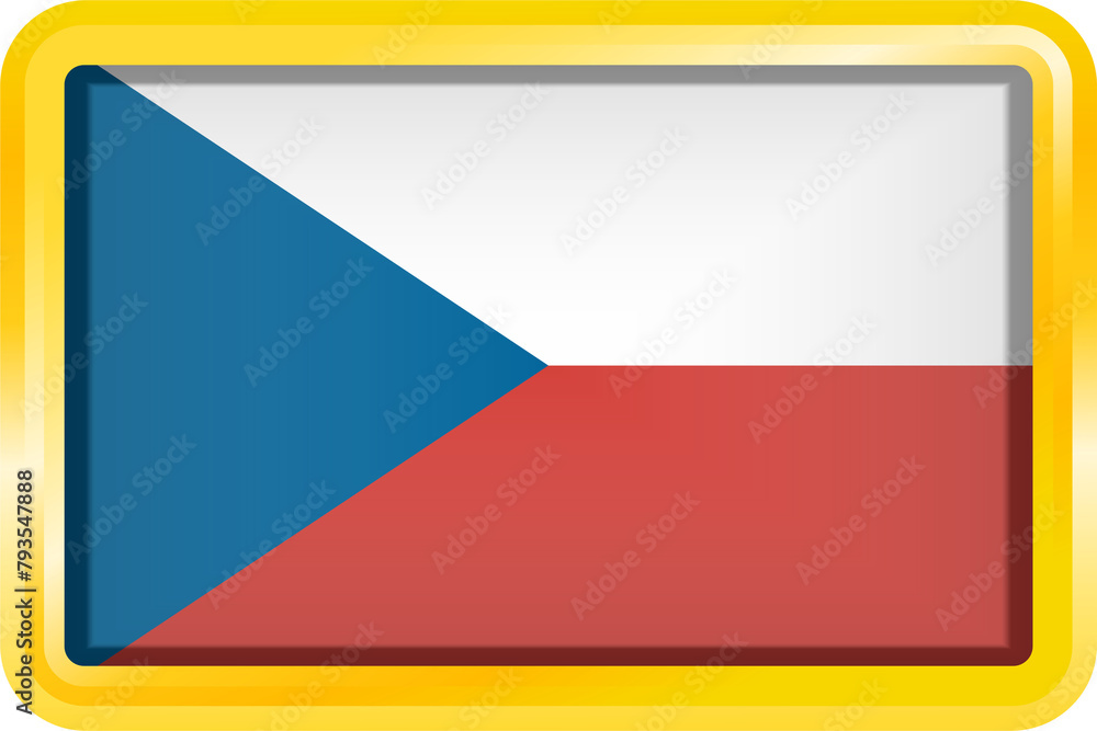CZECH REPUBLIC FLAG RECTANGULAR WITH GOLD FRAME CZECH REPUBLIC FLAG RECTANGULAR WITH GOLD FRAME