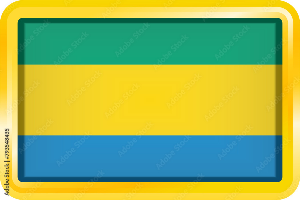 GABON FLAG RECTANGULAR WITH GOLD FRAME GABON FLAG RECTANGULAR WITH GOLD FRAME