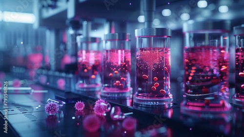 Detailed image of a lab employing AI to accelerate the discovery of new antibiotics  showcasing AI algorithms and bacterial culture analysis 32k 