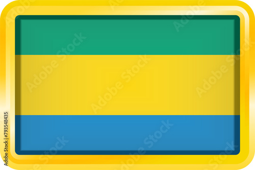 Free Download GABON FLAG RECTANGULAR WITH GOLD FRAME - GFXLoad