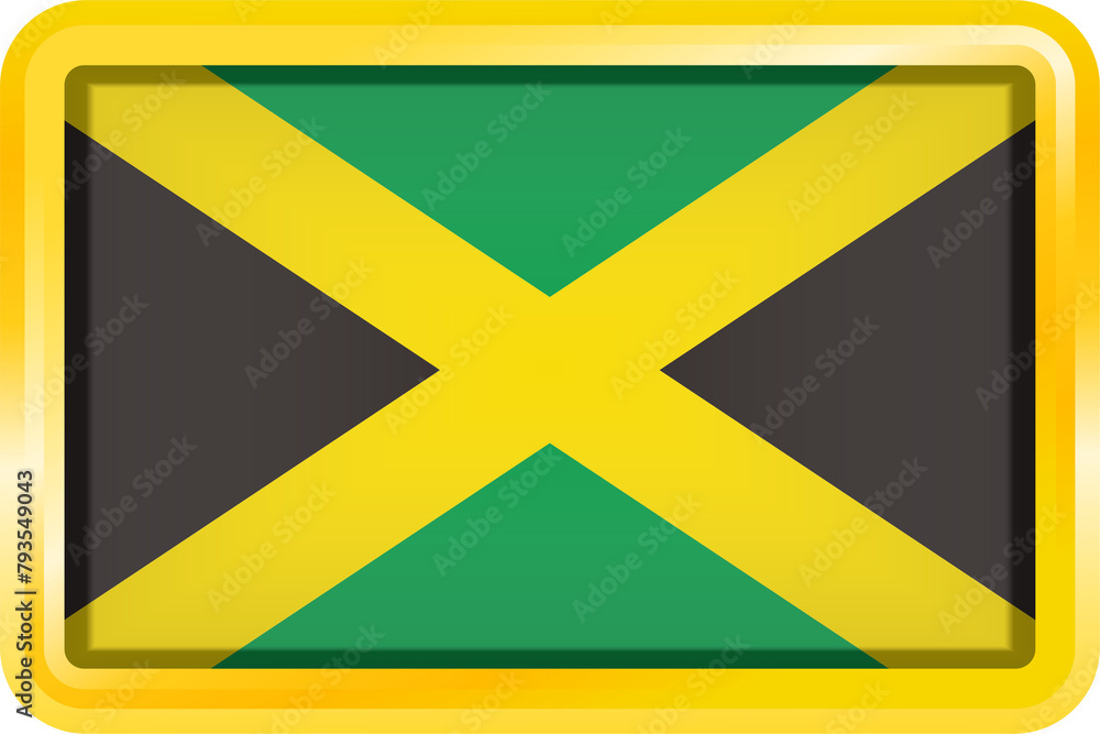 JAMAICA FLAG RECTANGULAR WITH GOLD FRAME JAMAICA FLAG RECTANGULAR WITH GOLD FRAME