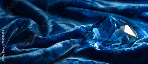 A blue velvet cloth with a blue diamond on it photo