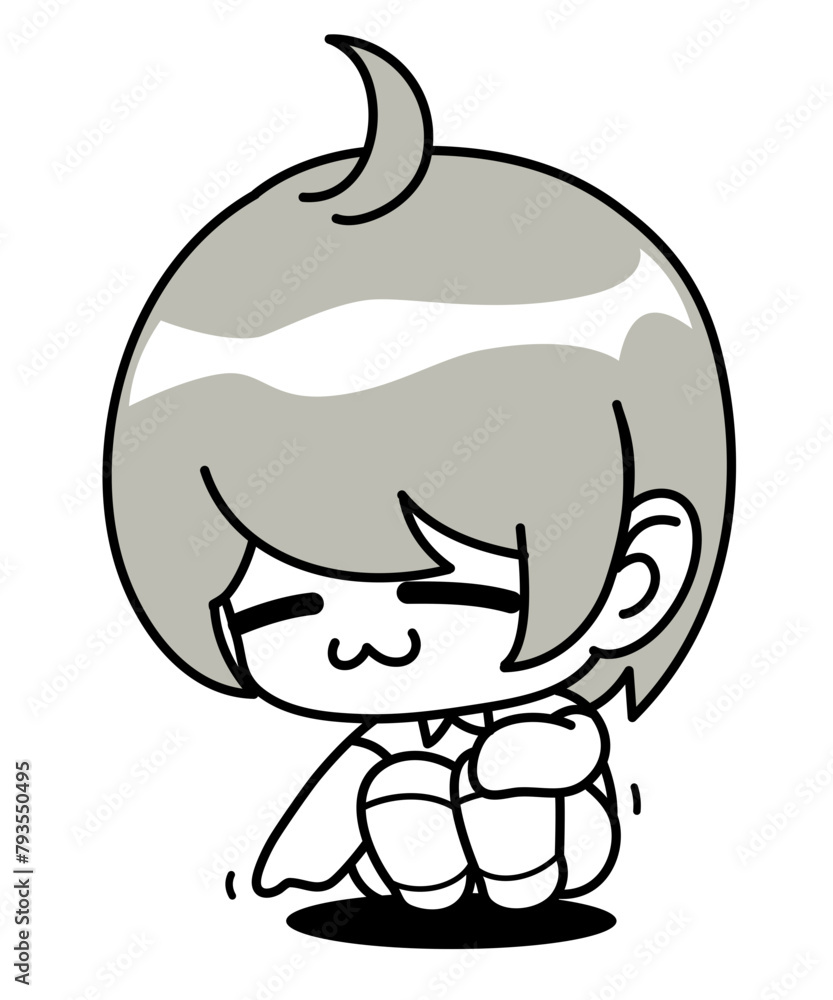 Chibi character in hopeless emotion. Chibi character in hopeless emotion.
