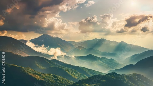 landscape with mountain views and misty clouds