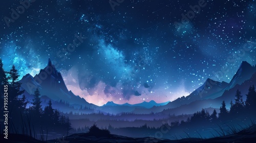 Starry Night Over Mountain Range