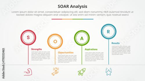 Wallpaper Mural SOAR analysis infographic concept for slide presentation with outline circle timeline up and down with 4 point list with flat style Torontodigital.ca