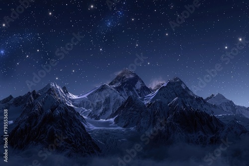 Scenic view of mountain range at night © aqsa