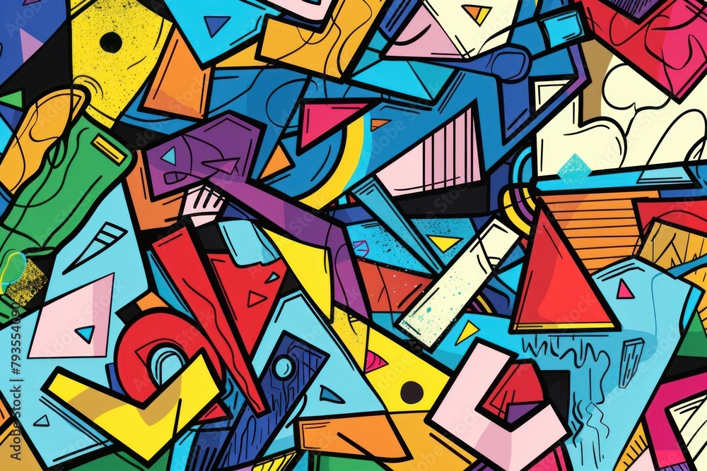 Cartoon cute doodles of fragmented forms and shattered shapes that come together to form a cohesive whole, Generative AI Cartoon cute doodles of fragmented forms and shattered shapes that come together to form a cohesive whole, Generative AI