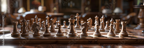 Essential Chess Concepts and Rules Summarized on a Classic Wooden Board photo