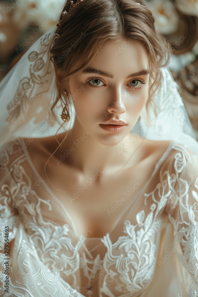 Stunning bride exuding elegance, a vision of beauty in her wedding attire. Stunning bride exuding elegance, a vision of beauty in her wedding attire.
