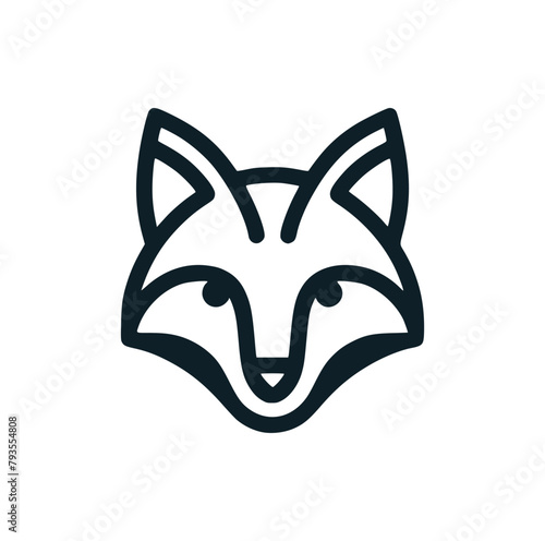 The fox line art icon logo. Vector illustration.