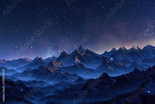 Scenic view of mountain range at night
