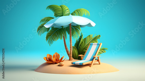 Beach summer icon 3d
