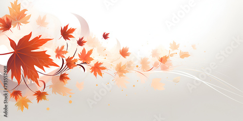 Watercolor autumn banner on white background with copy space vector illustration 