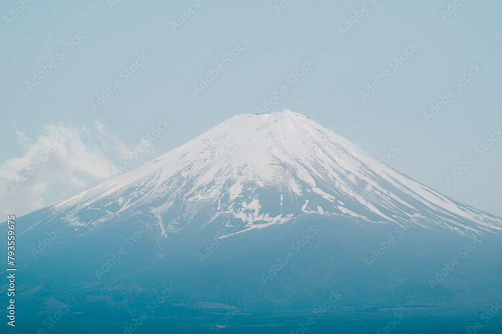 Mount Fuji with clear sky from lake kawaguchi, Yamanashi, Japan.