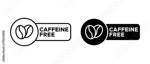 Caffeine free vector icon set. No caffeine sign