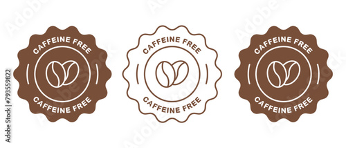 Caffeine free vector icon set. Brown coffee sign